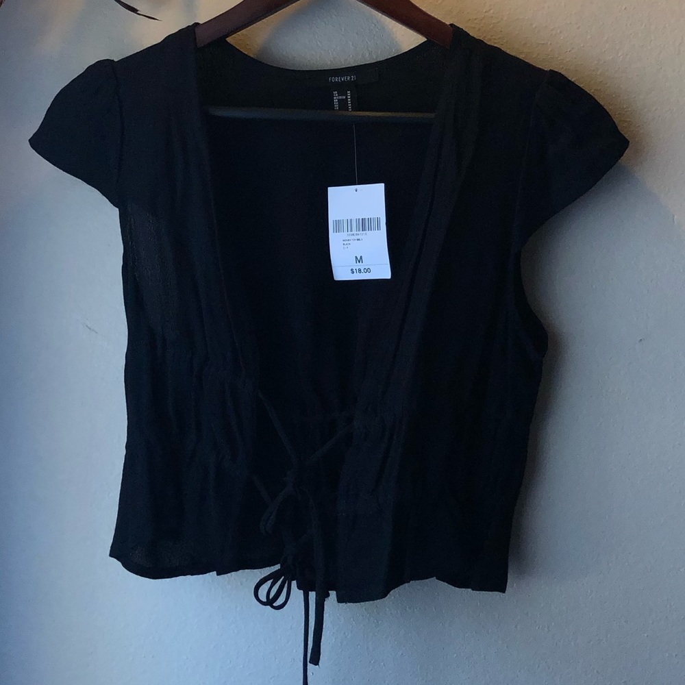 Black low cut top with ties